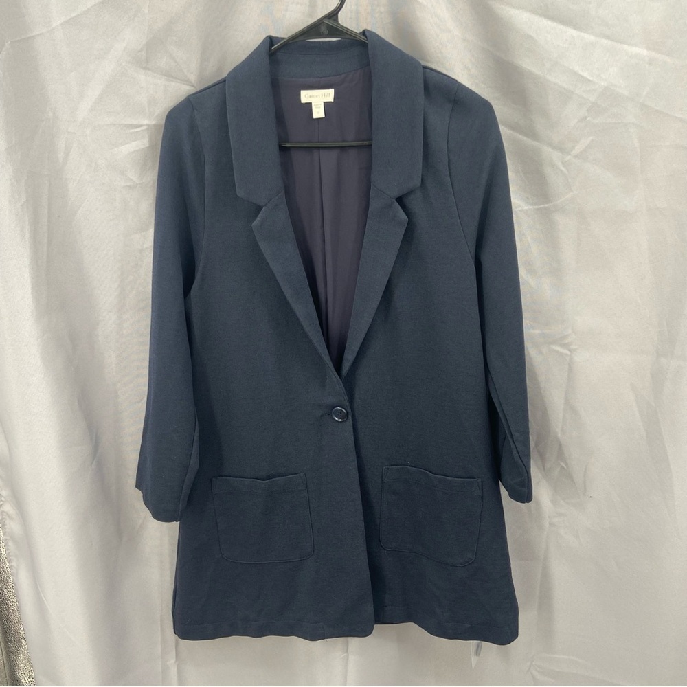 Garnet Hill Charcoal Gray Sweater Blazer Size 12 - Picture 3 of 8